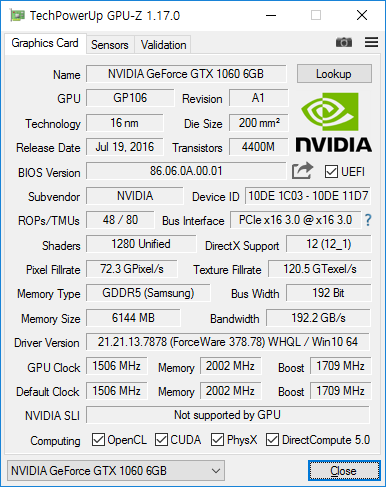ZOTAC GeForce GTX 1060 AMP! Edition D5 6GB ZOTAC GeForce GTX 1060 AMP! Edition D5 6GB